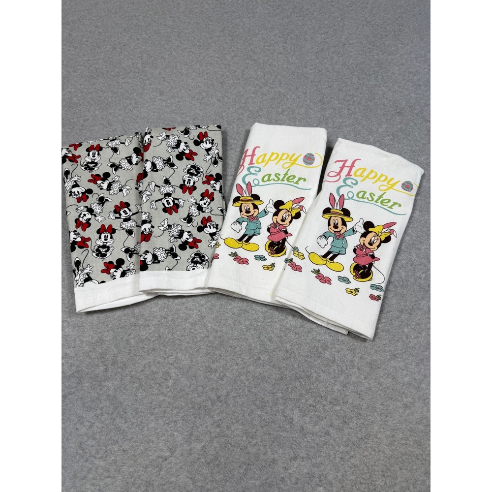 Lot Of 4 Disney Mickey & Minnie Kitchen Towels Easter